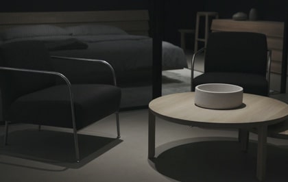 Black modern chairs in a cozy room