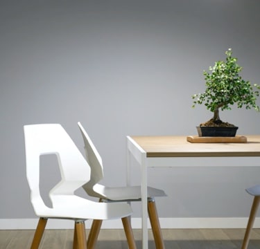 Modern white chair and table